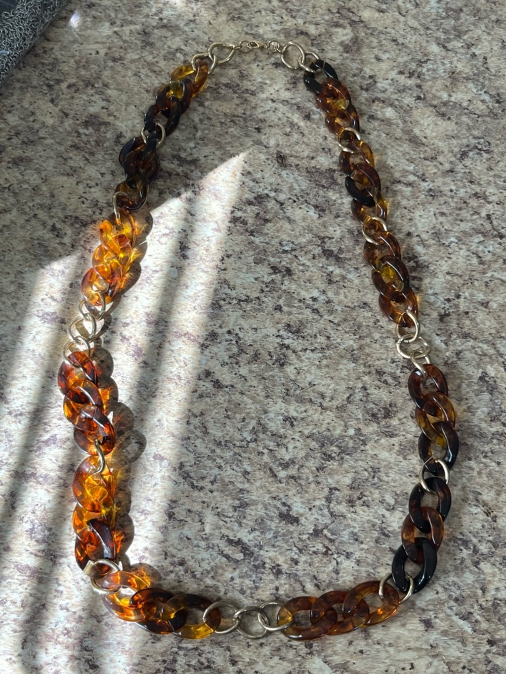 Premier Designs Tortoiseshell Link Necklace - Amber & Dark Brown